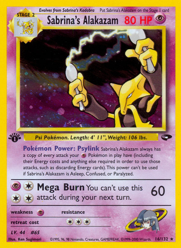 Gym Challenge Holo Sabrina's Alakazam #16/132 first edition
